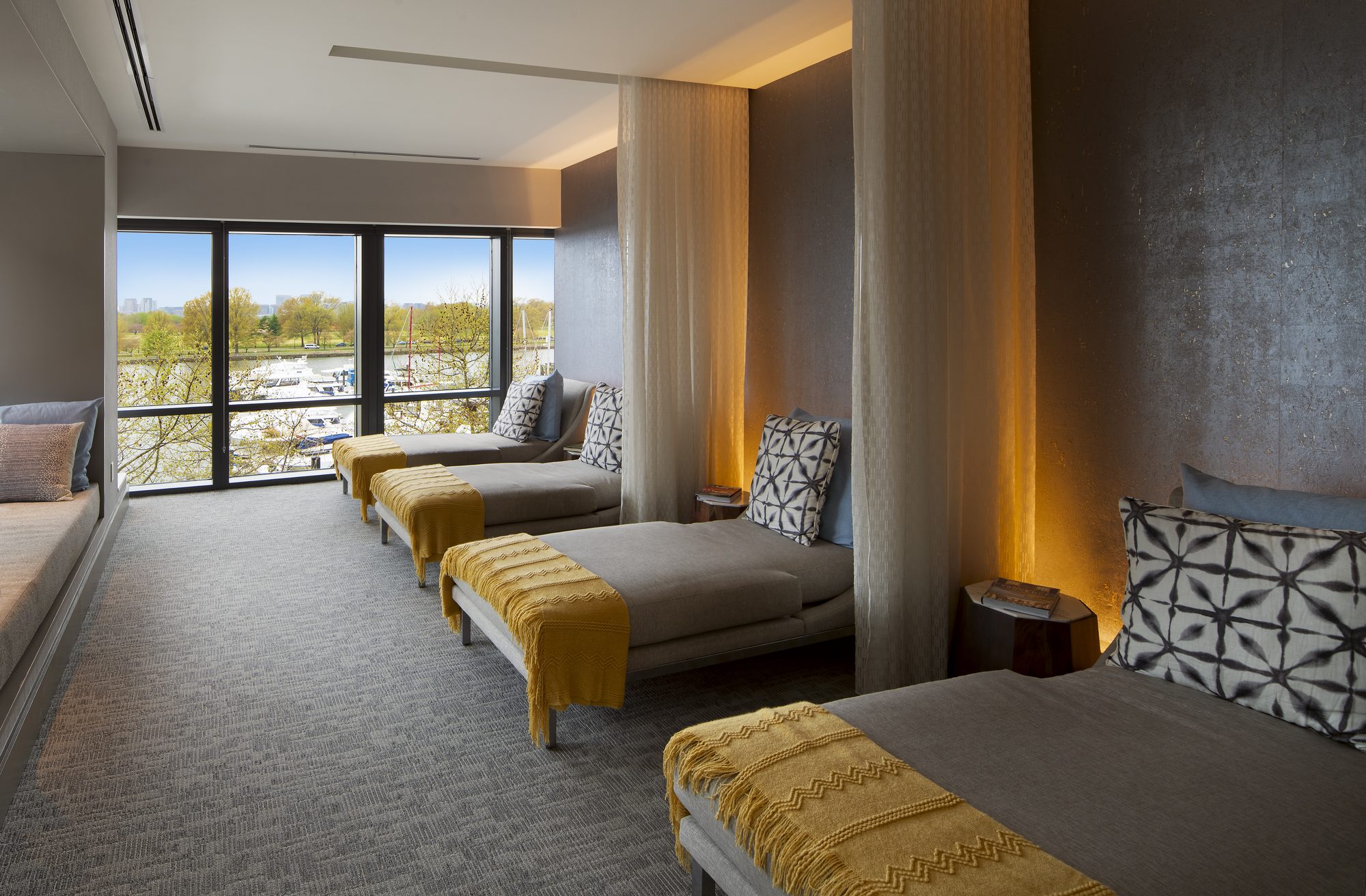 Oasis Lounge with waterfront views at The Spa at The Wharf